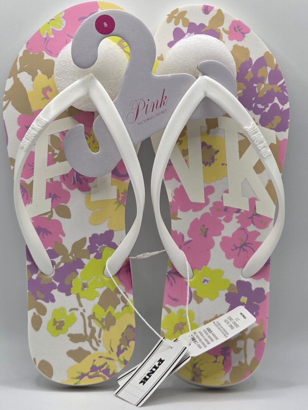 Victoria's Secret PINK Summer Floral Flip Flops Size 8 New with Tags!♡♡